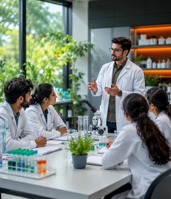 Pharmacy professionals working together during a Resonance Pharma Training practical session